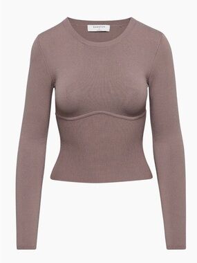 Babaton Mauve Sculpted Long-Sleeve Knit Top